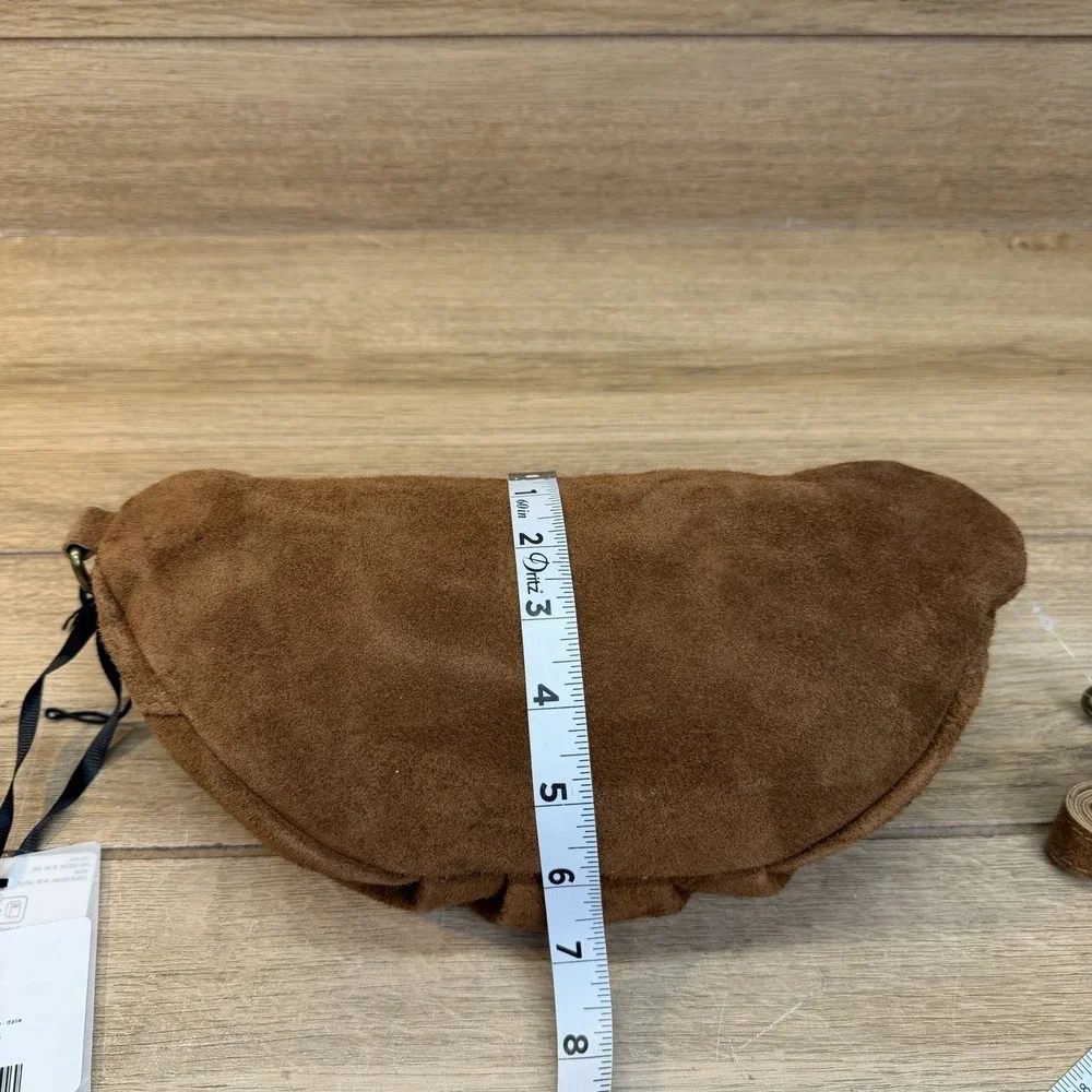 Marlon Made In Italy Fanny Pack Warm Rich Saddle Brown Suede Bag Purse Boho READ